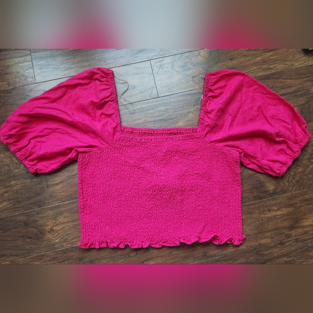 Universal Thread Women Shoulder Puff Elbow Sleeve Pink Blouse Size XXL Plus Size